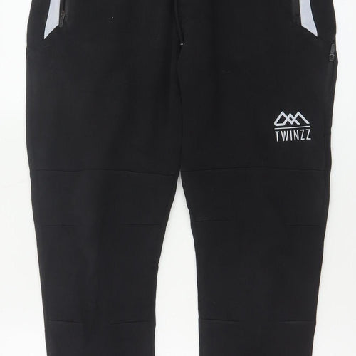 Twinzz Men’s Black Logo Tapered Jogger Trousers Size M