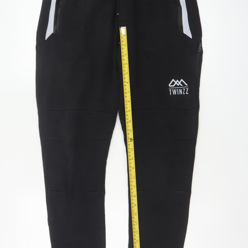Twinzz Men’s Black Logo Tapered Jogger Trousers Size M