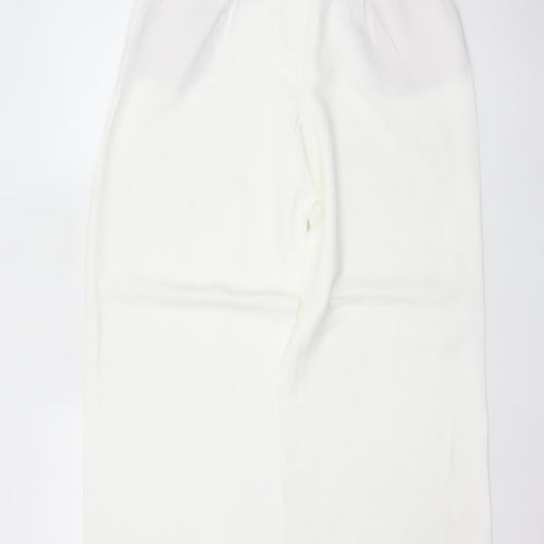 ZARA Women Ivory S High Rise Wide Leg Tailored Dress Trousers