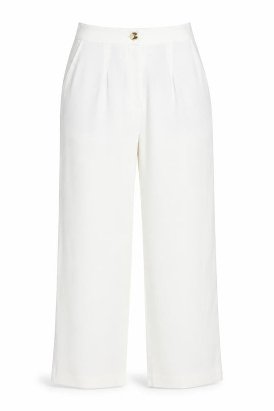 ZARA Women Ivory S High Rise Wide Leg Tailored Dress Trousers