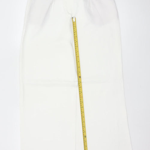 ZARA Women Ivory S High Rise Wide Leg Tailored Dress Trousers