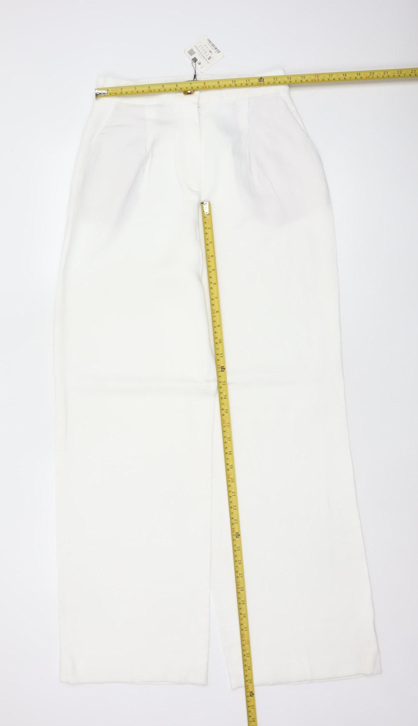 ZARA Women Ivory S High Rise Wide Leg Tailored Dress Trousers