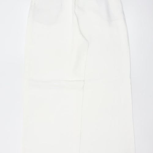 ZARA Women Ivory S High Rise Wide Leg Tailored Dress Trousers