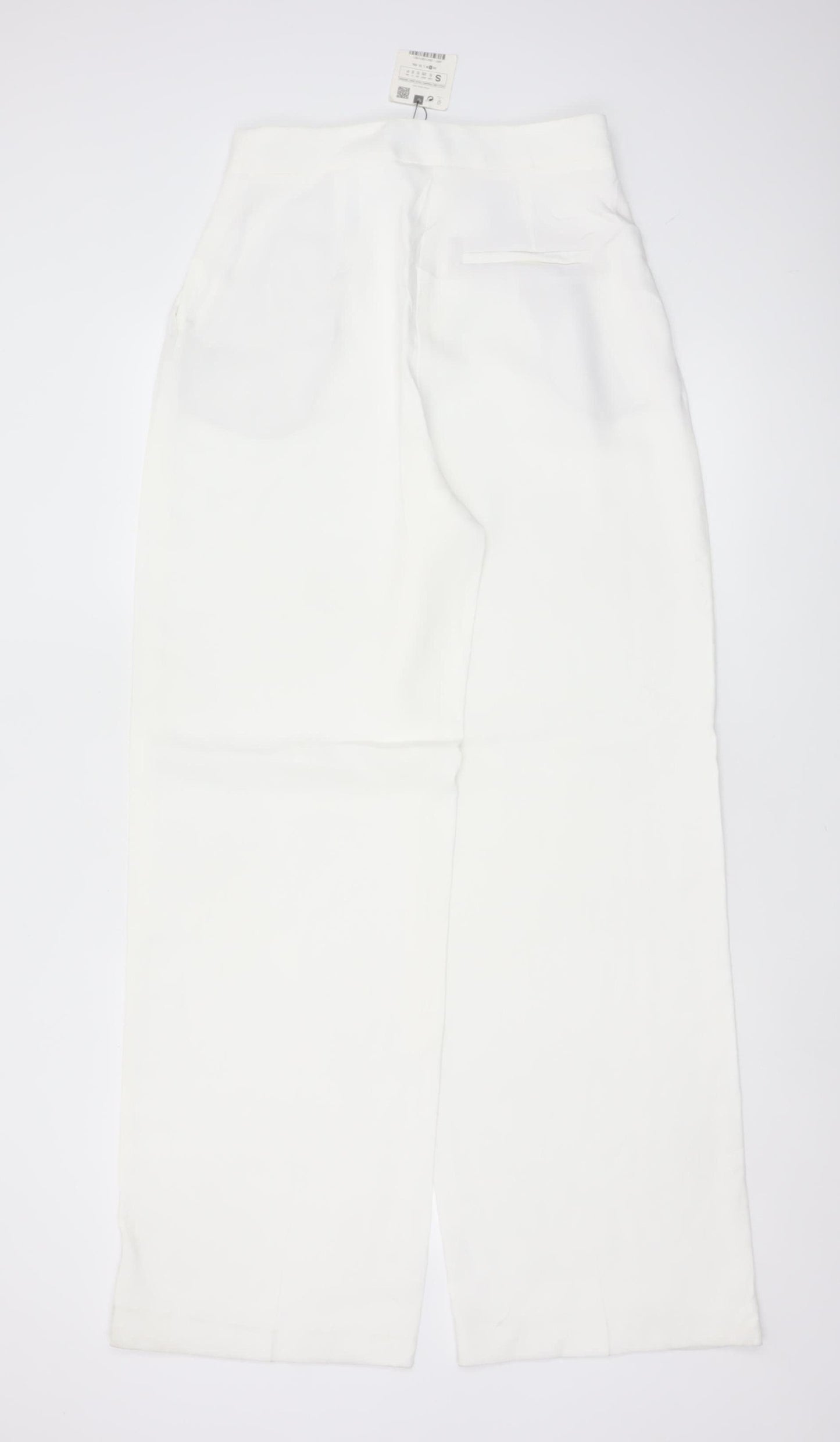 ZARA Women Ivory S High Rise Wide Leg Tailored Dress Trousers