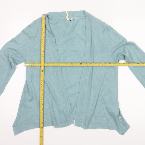 White Stuff Women Blue UK 14 Open Knit Cardigan Linen Cotton Long Sleeve