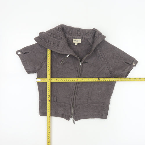 Karen Millen Women’s Grey Size 2 Merino Wool Zip Knit Cardigan