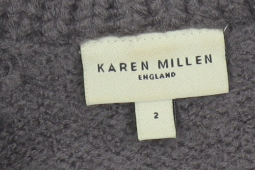 Karen Millen Women’s Grey Size 2 Merino Wool Zip Knit Cardigan
