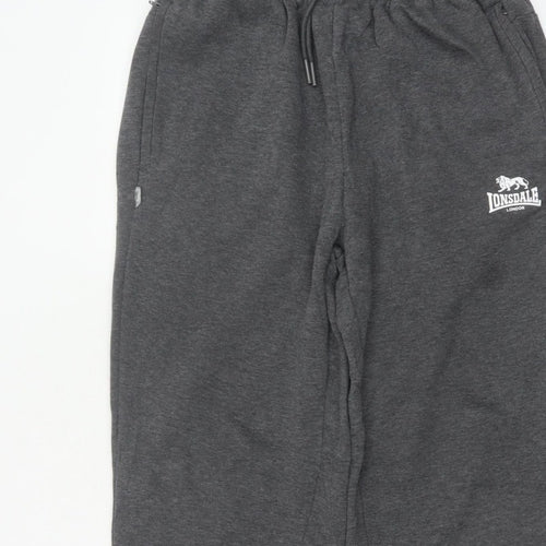 Lonsdale Men’s Grey M Fleece Sweatpants Joggers Drawstring Logo