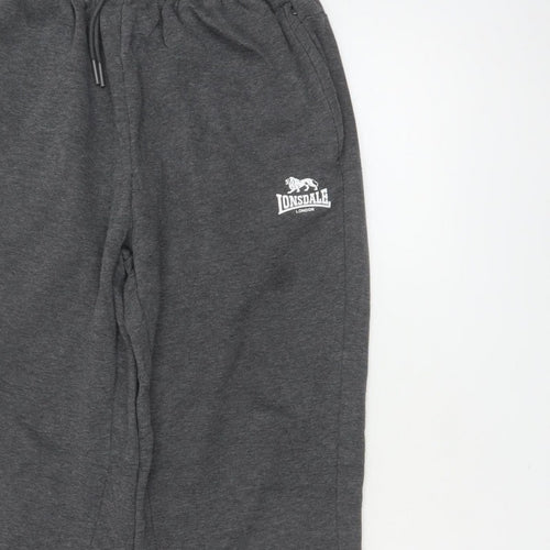 Lonsdale Men’s Grey M Fleece Sweatpants Joggers Drawstring Logo