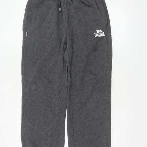 Lonsdale Men’s Grey M Fleece Sweatpants Joggers Drawstring Logo