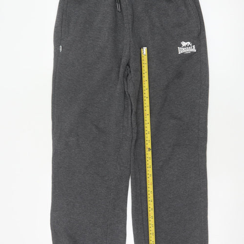Lonsdale Men’s Grey M Fleece Sweatpants Joggers Drawstring Logo