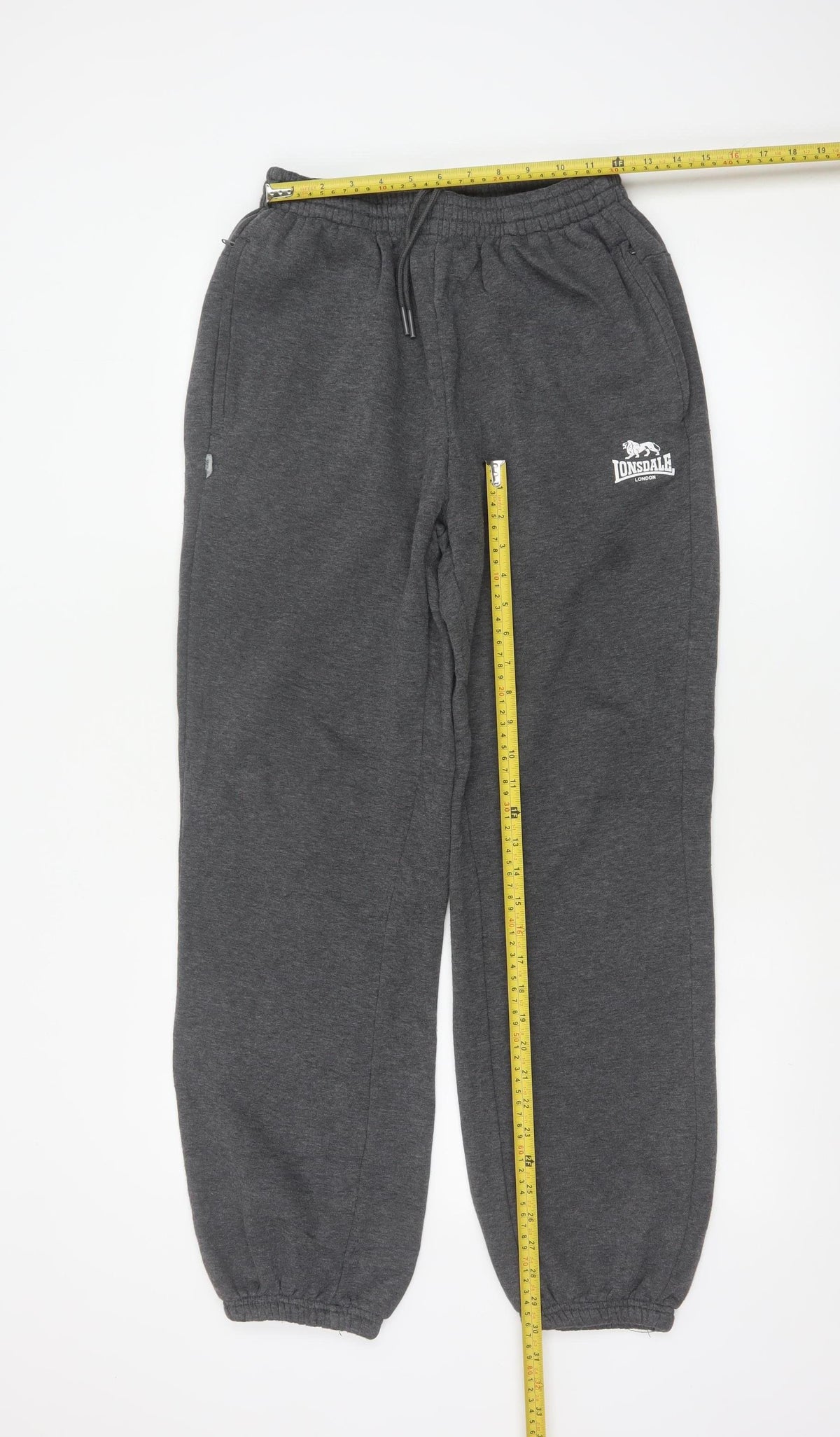 Lonsdale Men’s Grey M Fleece Sweatpants Joggers Drawstring Logo