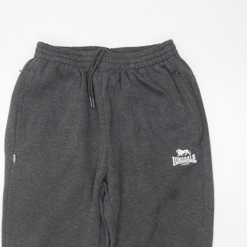 Lonsdale Men’s Grey M Fleece Sweatpants Joggers Drawstring Logo