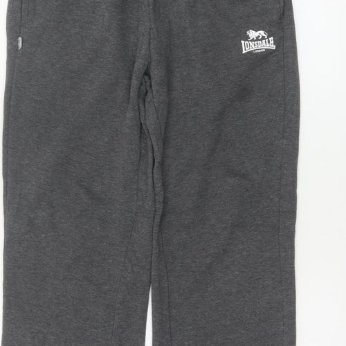 Lonsdale Men’s Grey M Fleece Sweatpants Joggers Drawstring Logo