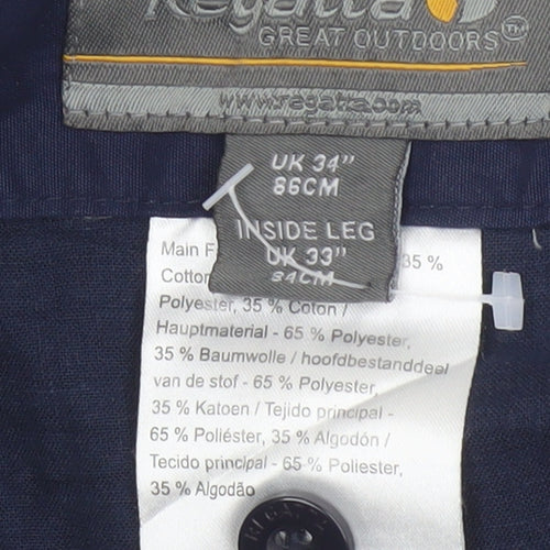 Regatta Men’s Blue 34in Cargo Trousers Waterproof Straight Leg