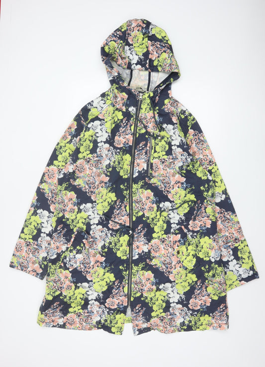 labelBe Women's Multicoloured UK 18 Floral Hooded Cotton Parka Jacket