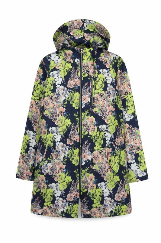 labelBe Women's Multicoloured UK 18 Floral Hooded Cotton Parka Jacket