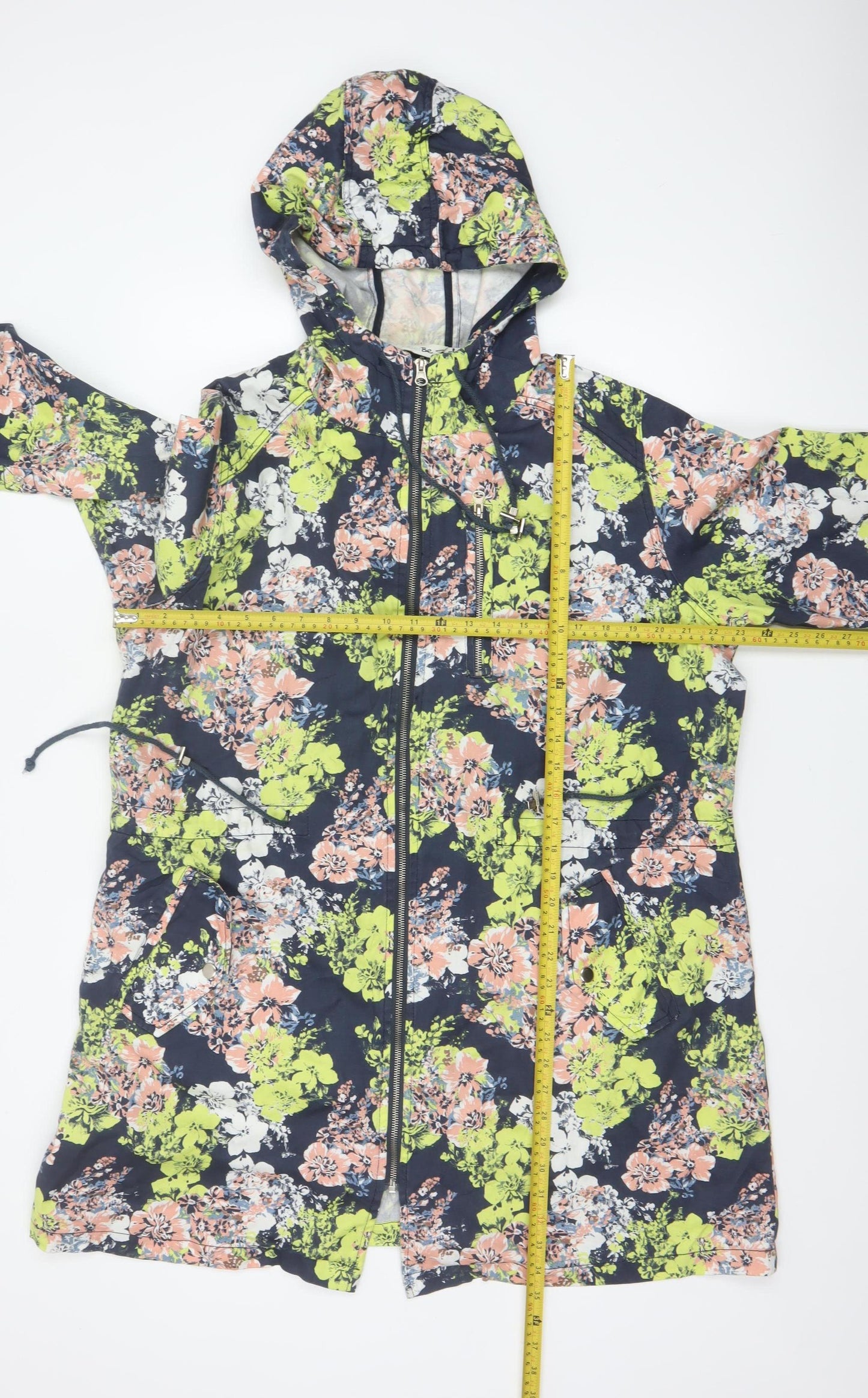 labelBe Women's Multicoloured UK 18 Floral Hooded Cotton Parka Jacket