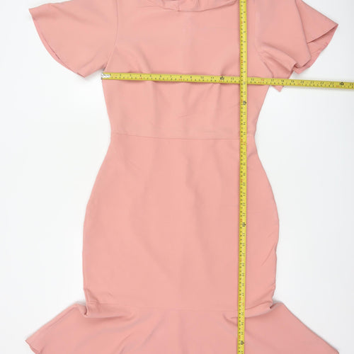 Trendyol Women Pink UK 12 Mermaid Long Flutter Sleeve Dress