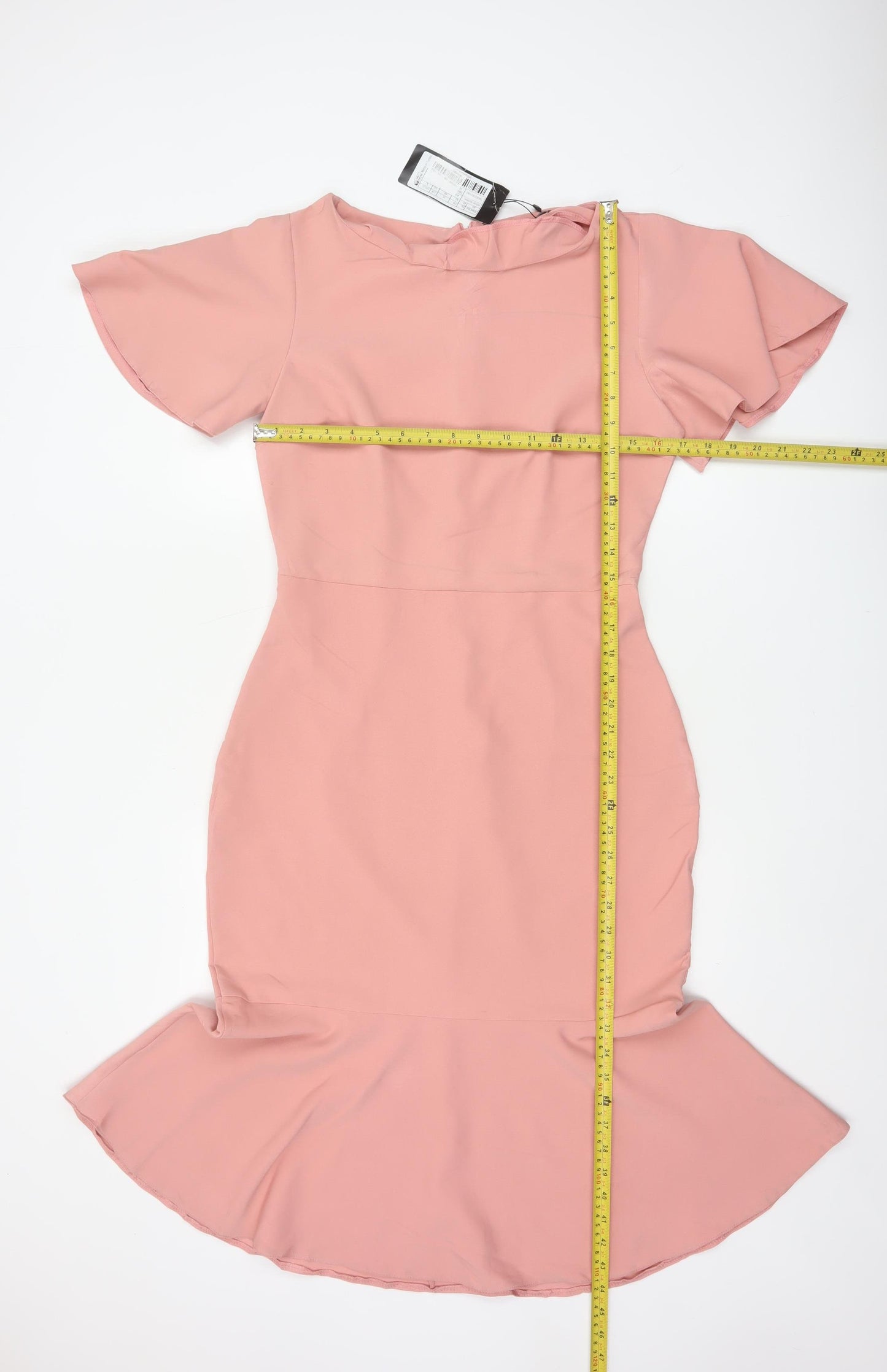 Trendyol Women Pink UK 12 Mermaid Long Flutter Sleeve Dress