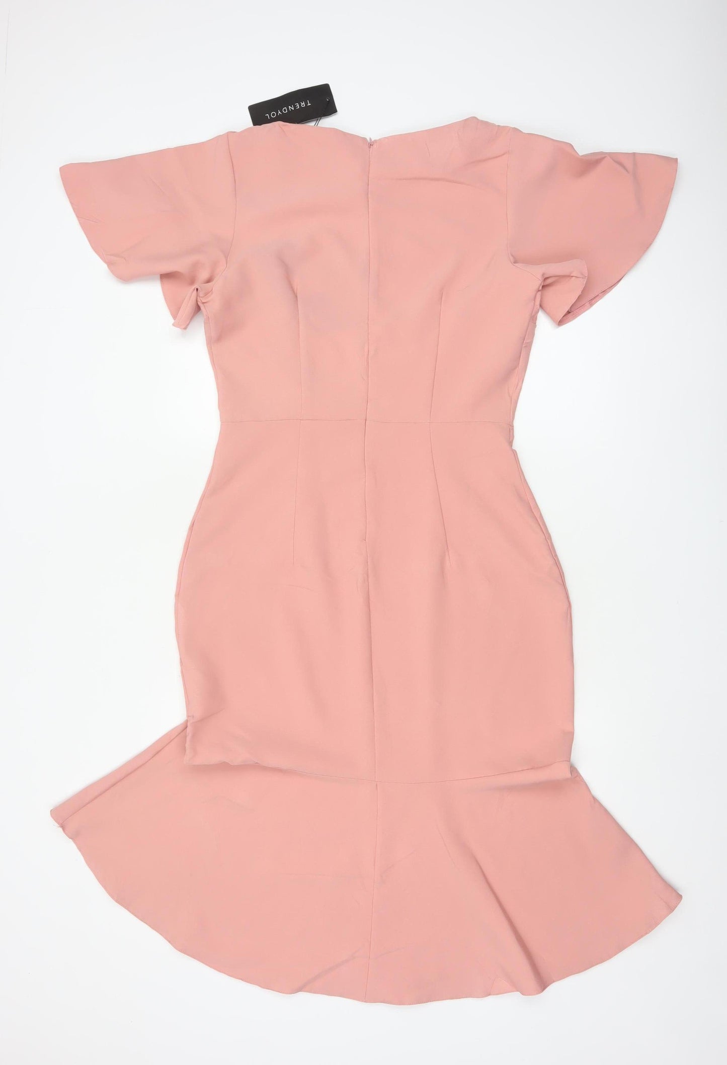 Trendyol Women Pink UK 12 Mermaid Long Flutter Sleeve Dress