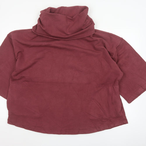 Thought Womens Red S/M Cowl Neck Short Sleeve Oversized Sweatshirt