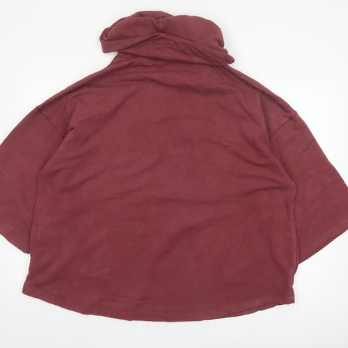 Thought Womens Red S/M Cowl Neck Short Sleeve Oversized Sweatshirt