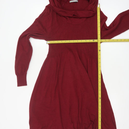 Marks & Spencer Women Red UK 18 Hooded Knit Jumper Dress Long Sleeve