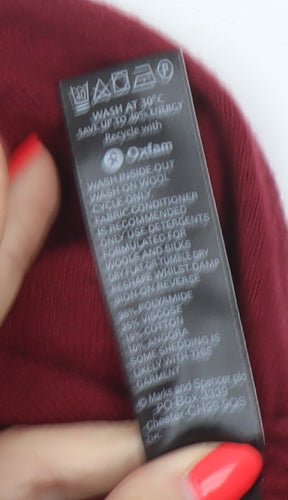 Marks & Spencer Women Red UK 18 Hooded Knit Jumper Dress Long Sleeve