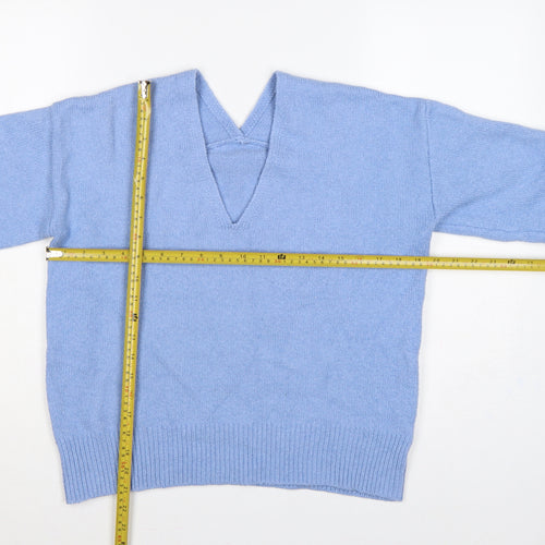 Next Women Blue UK 12 V-Neck Raglan Knit Pullover Jumper
