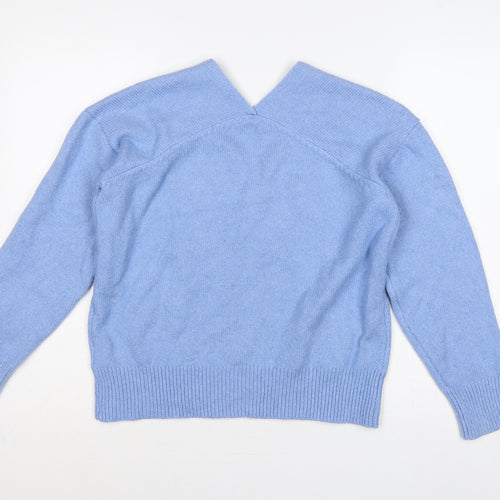 Next Women Blue UK 12 V-Neck Raglan Knit Pullover Jumper