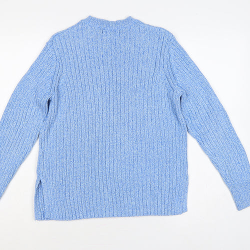 Marks and Spencer Women Blue UK 12 Crew Neck Rib Knit Jumper