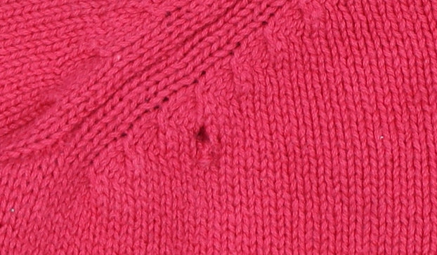 Bonmarché Women Pink XL Cotton V-Neck Raglan Knit Pullover Jumper