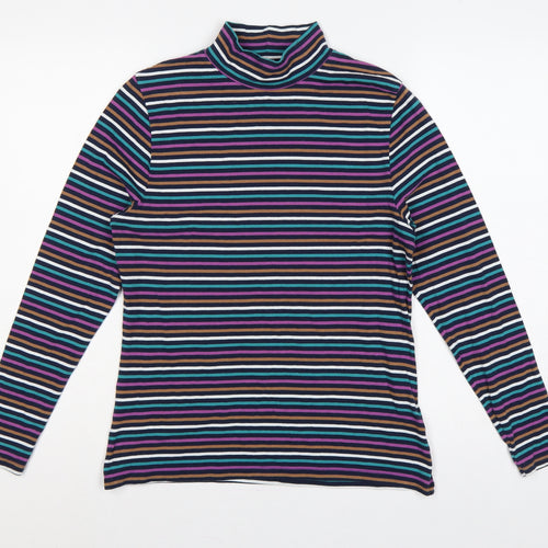 Marks and Spencer Women Multicoloured UK 14 Striped Roll Neck Top