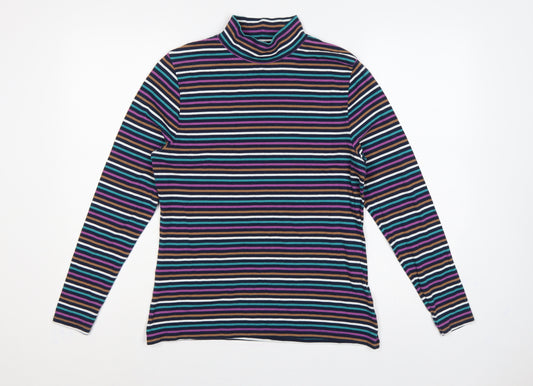Marks and Spencer Women Multicoloured UK 14 Striped Roll Neck Top