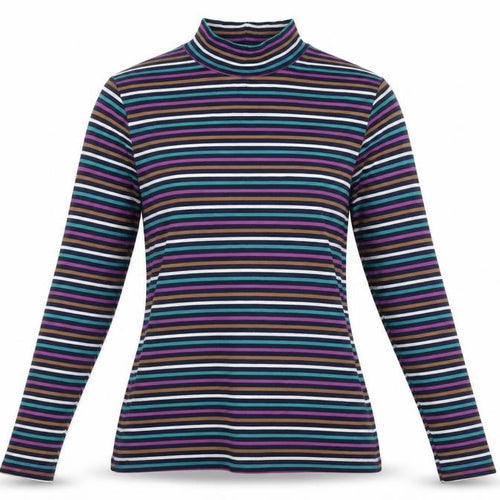 Marks and Spencer Women Multicoloured UK 14 Striped Roll Neck Top