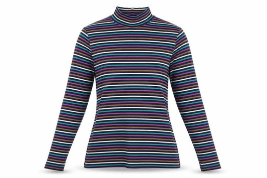 Marks and Spencer Women Multicoloured UK 14 Striped Roll Neck Top
