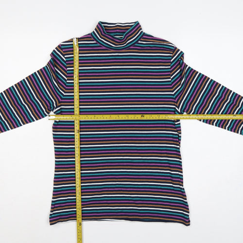 Marks and Spencer Women Multicoloured UK 14 Striped Roll Neck Top