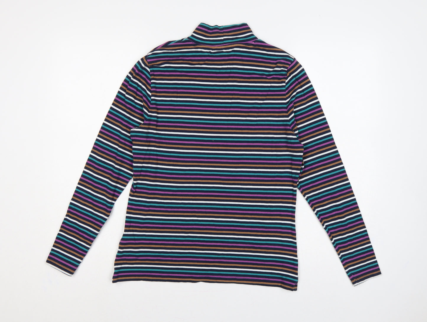 Marks and Spencer Women Multicoloured UK 14 Striped Roll Neck Top
