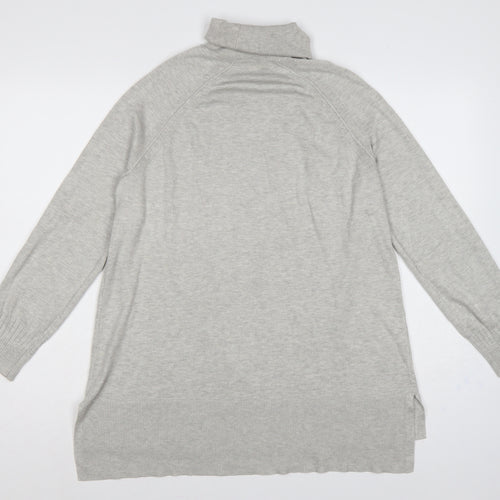 Peyton Primrose Women Grey L Roll Neck Tunic Jumper Long Sleeve Knit