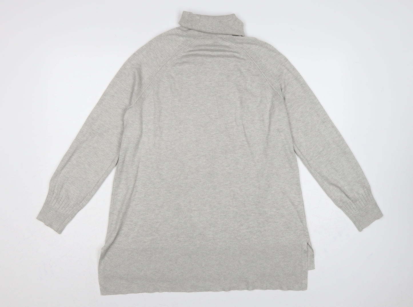 Peyton Primrose Women Grey L Roll Neck Tunic Jumper Long Sleeve Knit