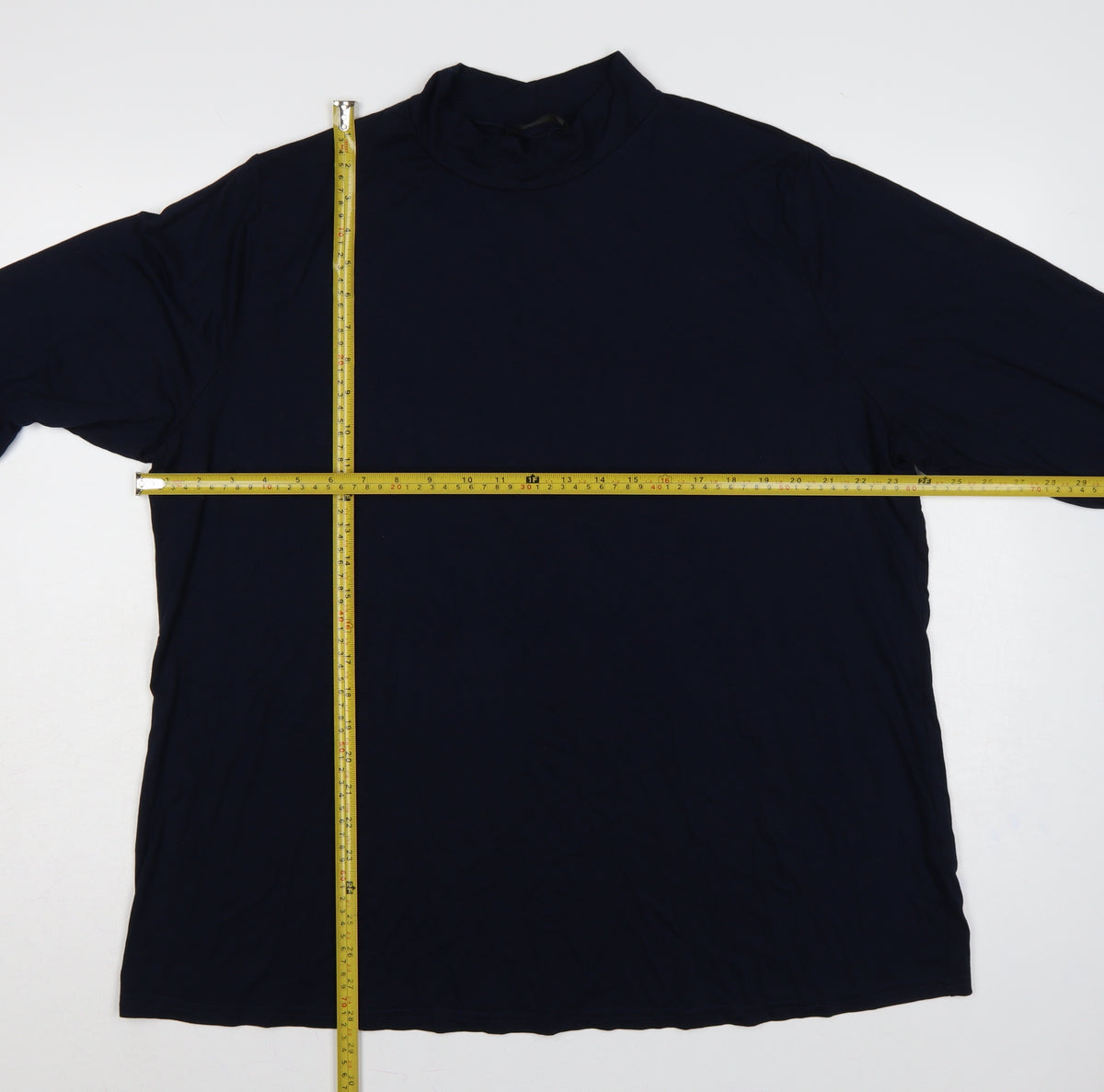Close-up detail of Miladys Women Blue 2XL Roll Neck Long Sleeve Tunic Top