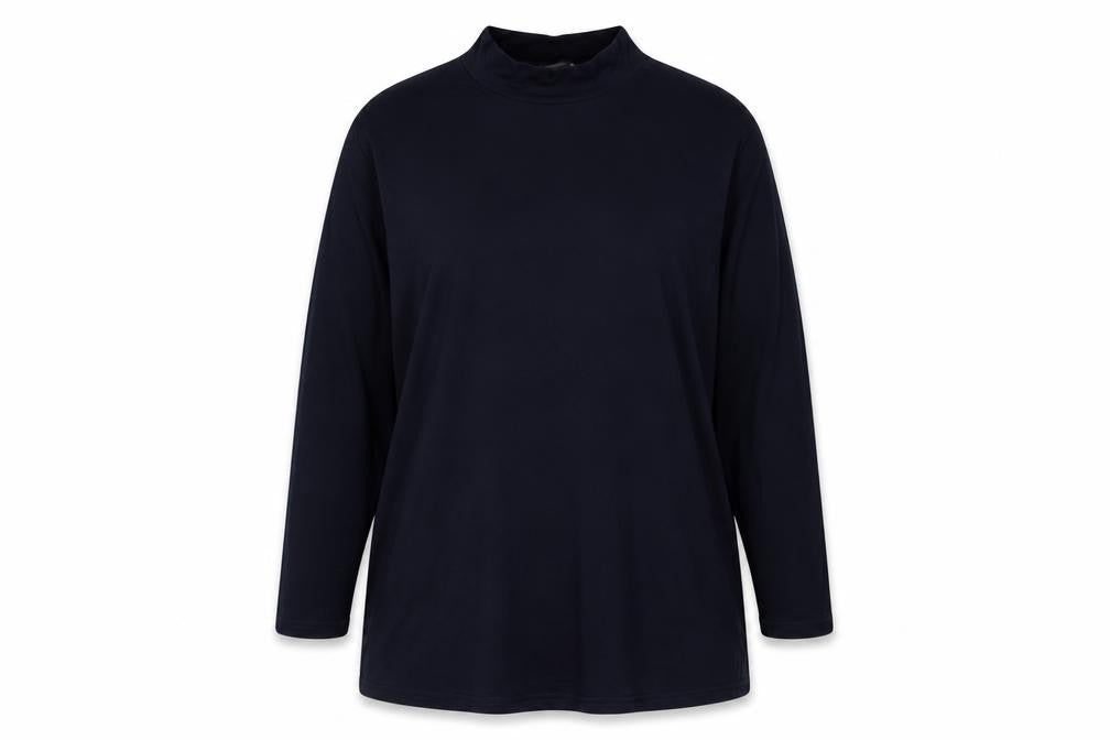 Front view of Miladys Women Blue 2XL Roll Neck Long Sleeve Tunic Top