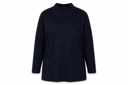 Miladys Women Blue 2XL Roll Neck Long Sleeve Tunic Top