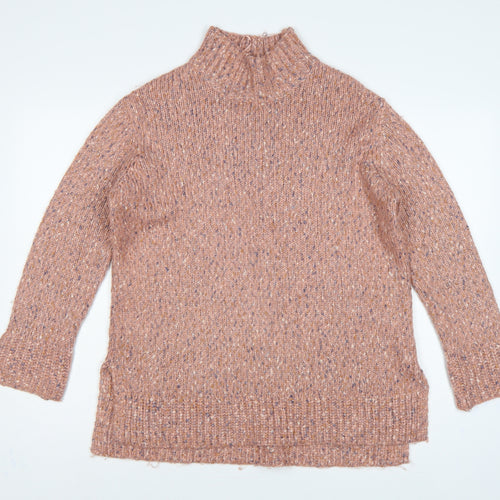 M&Co Women’s Pink Size 10 High Neck Chunky Knit Pullover Jumper