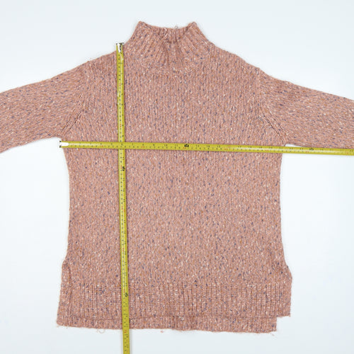M&Co Women’s Pink Size 10 High Neck Chunky Knit Pullover Jumper
