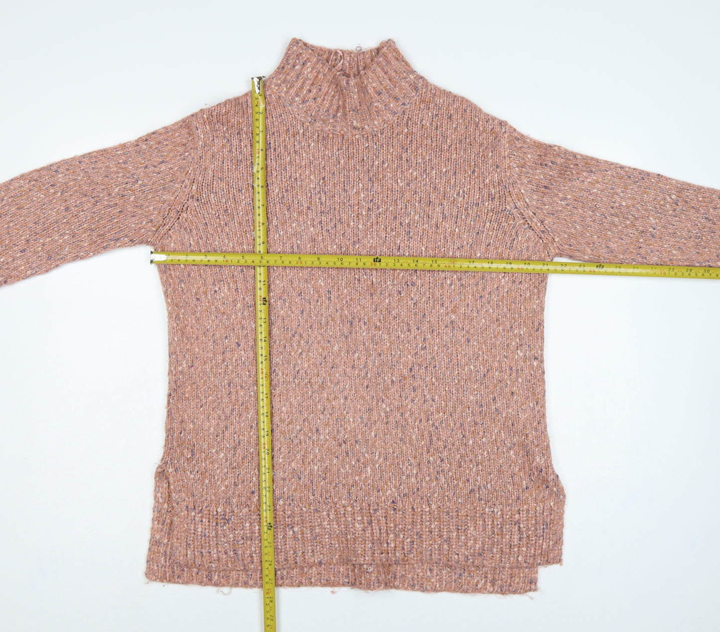 M&Co Women’s Pink Size 10 High Neck Chunky Knit Pullover Jumper