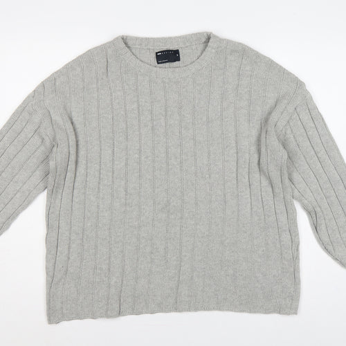 ASOS Design Women Grey XS Rib Knit Crew Neck Pullover Jumper