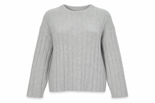 Front view of ASOS Design Women Grey XS Rib Knit Crew Neck jumper