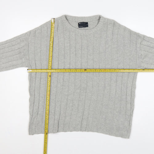 ASOS Design Women Grey XS Rib Knit Crew Neck Pullover Jumper